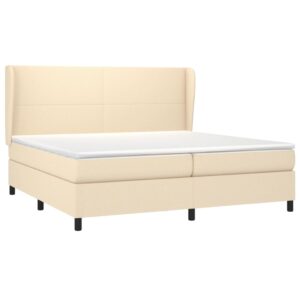 Κρεβάτι Boxspring με Στρώμα Κρεμ 200x200 εκ. Υφασμάτινο