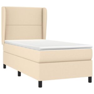 Κρεβάτι Boxspring με Στρώμα Κρεμ 90x200 εκ.Υφασμάτινο