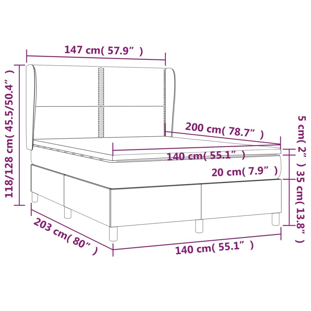 Κρεβάτι Boxspring με Στρώμα Κρεμ 140x200 εκ. Υφασμάτινο