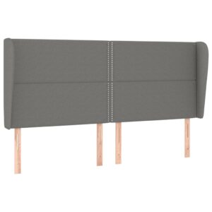 Κρεβάτι Boxspring με Στρώμα Σκούρο Γκρι 200x200 εκ. Υφασμάτινο