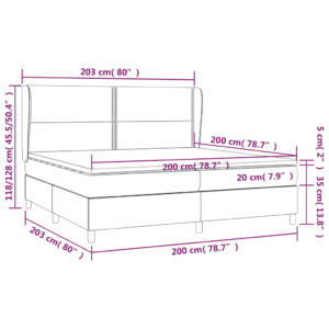 Κρεβάτι Boxspring με Στρώμα Σκούρο Γκρι 200x200 εκ. Υφασμάτινο