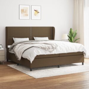 Κρεβάτι Boxspring με Στρώμα Σκούρο Καφέ 200x200 εκ. Υφασμάτινο