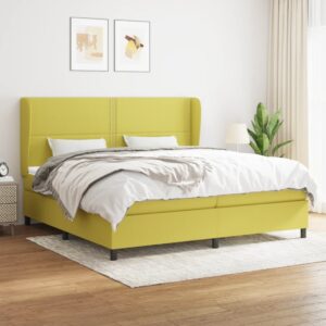 Κρεβάτι Boxspring με Στρώμα Πράσινο 200x200 εκ. Υφασμάτινο