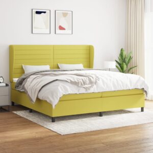 Κρεβάτι Boxspring με Στρώμα Πράσινο 200x200 εκ. Υφασμάτινο