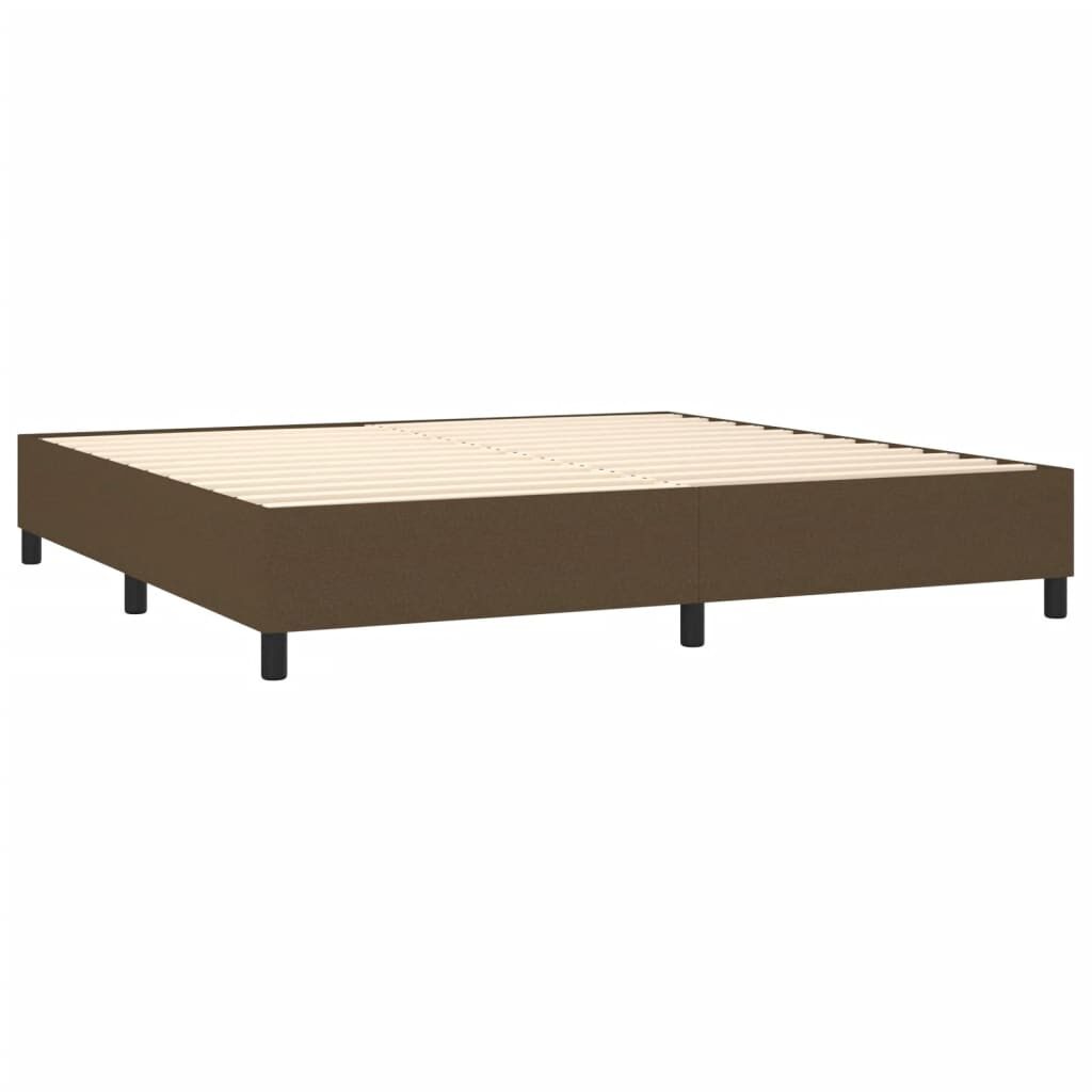 Κρεβάτι Boxspring με Στρώμα Σκούρο Καφέ 200x200 εκ. Υφασμάτινο