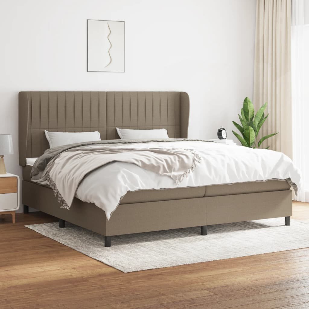 Κρεβάτι Boxspring με Στρώμα Taupe 200x200 εκ. Υφασμάτινο