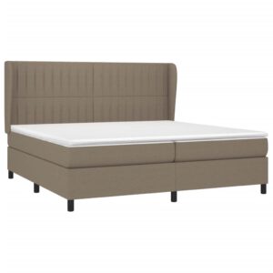 Κρεβάτι Boxspring με Στρώμα Taupe 200x200 εκ. Υφασμάτινο