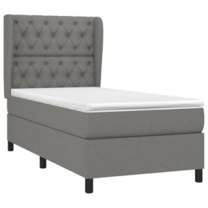 Κρεβάτι Boxspring με Στρώμα Σκούρο Γκρι 80x200 εκ. Υφασμάτινο