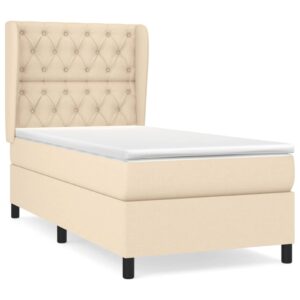 Κρεβάτι Boxspring με Στρώμα Κρεμ 80 x 200 εκ. Υφασμάτινο