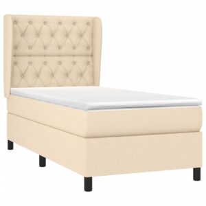 Κρεβάτι Boxspring με Στρώμα Κρεμ 80 x 200 εκ. Υφασμάτινο