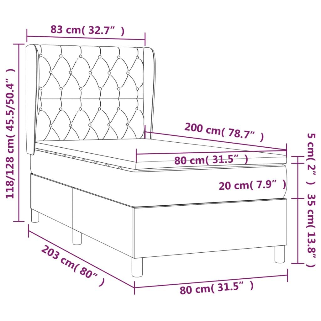 Κρεβάτι Boxspring με Στρώμα Πράσινο 80 x 200 εκ. Υφασμάτινο