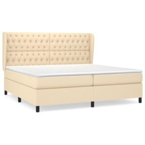 Κρεβάτι Boxspring με Στρώμα Κρεμ 200x200 εκ. Υφασμάτινο