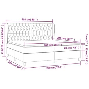 Κρεβάτι Boxspring με Στρώμα Κρεμ 200x200 εκ. Υφασμάτινο