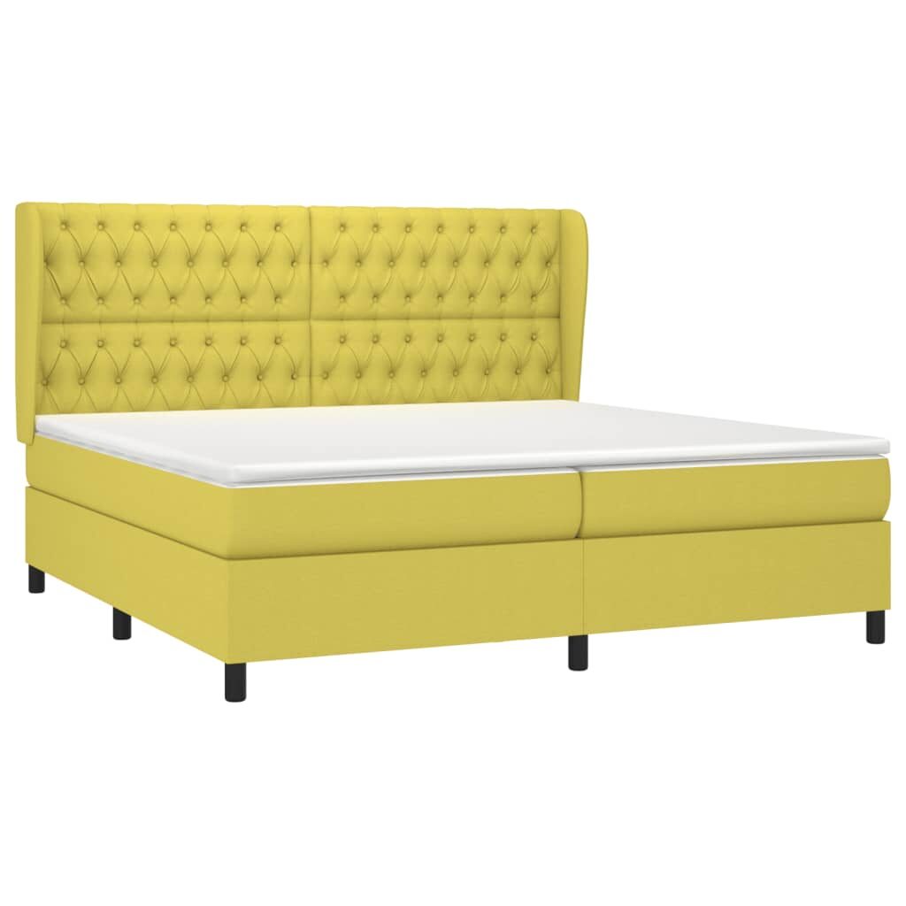 Κρεβάτι Boxspring με Στρώμα Πράσινο 200x200 εκ. Υφασμάτινο