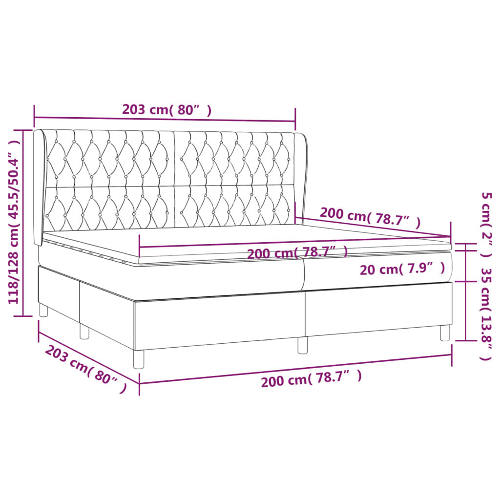 Κρεβάτι Boxspring με Στρώμα Πράσινο 200x200 εκ. Υφασμάτινο