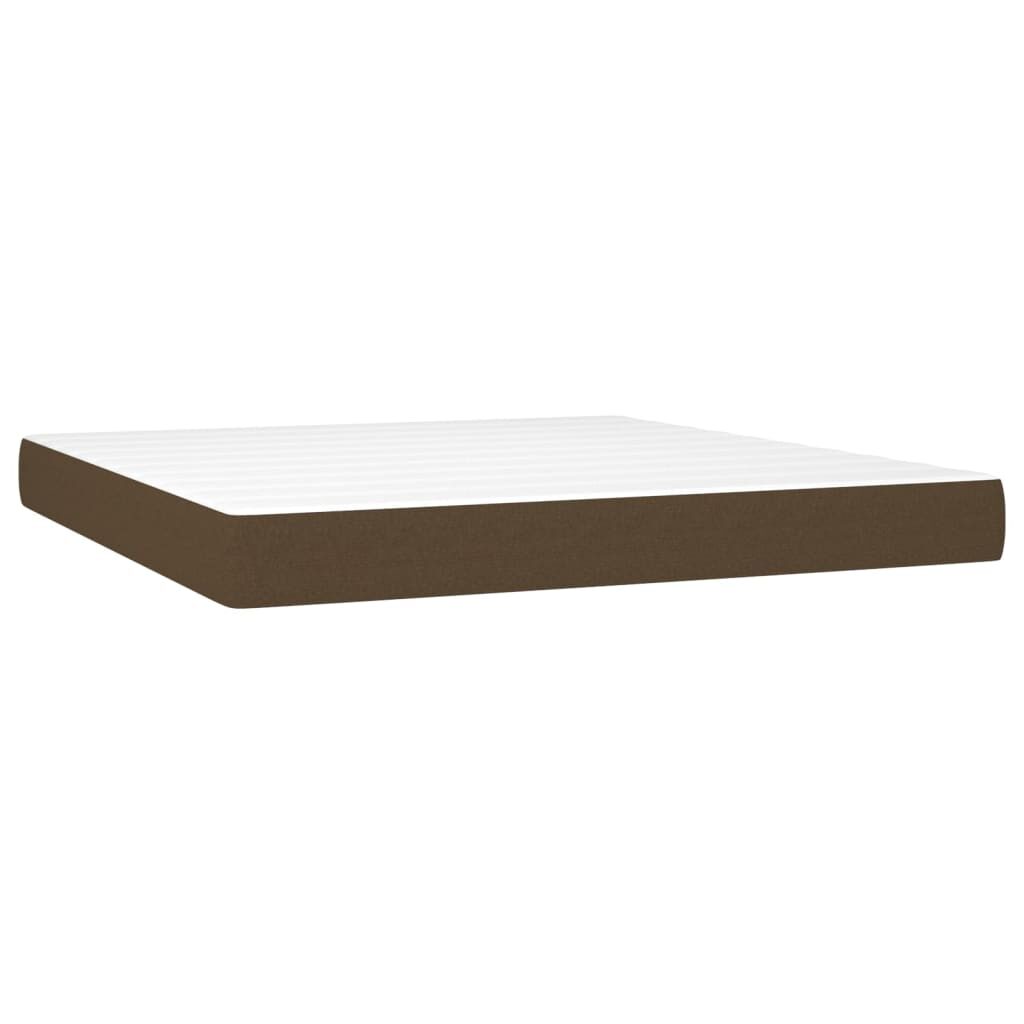 Κρεβάτι Boxspring με Στρώμα Σκούρο Καφέ 200x200 εκ. Υφασμάτινο