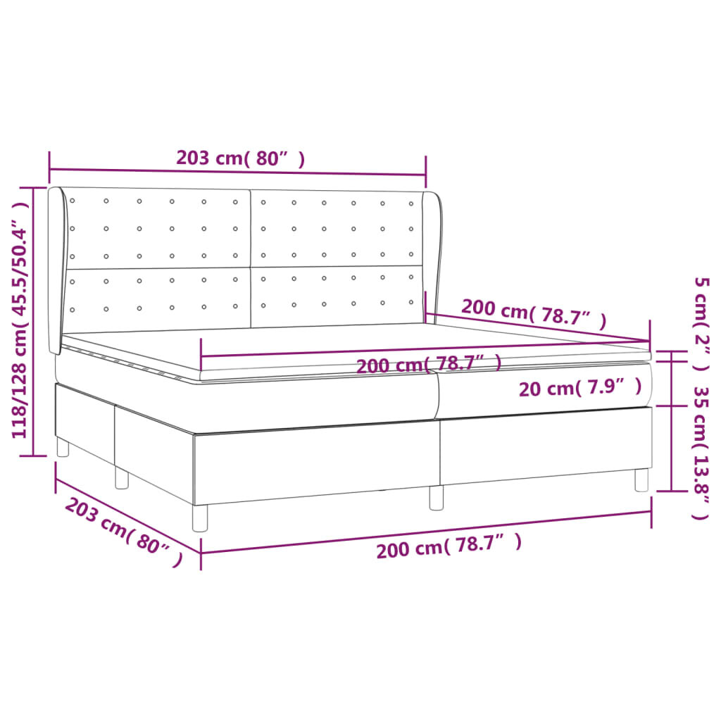 Κρεβάτι Boxspring με Στρώμα Σκούρο Καφέ 200x200 εκ. Υφασμάτινο