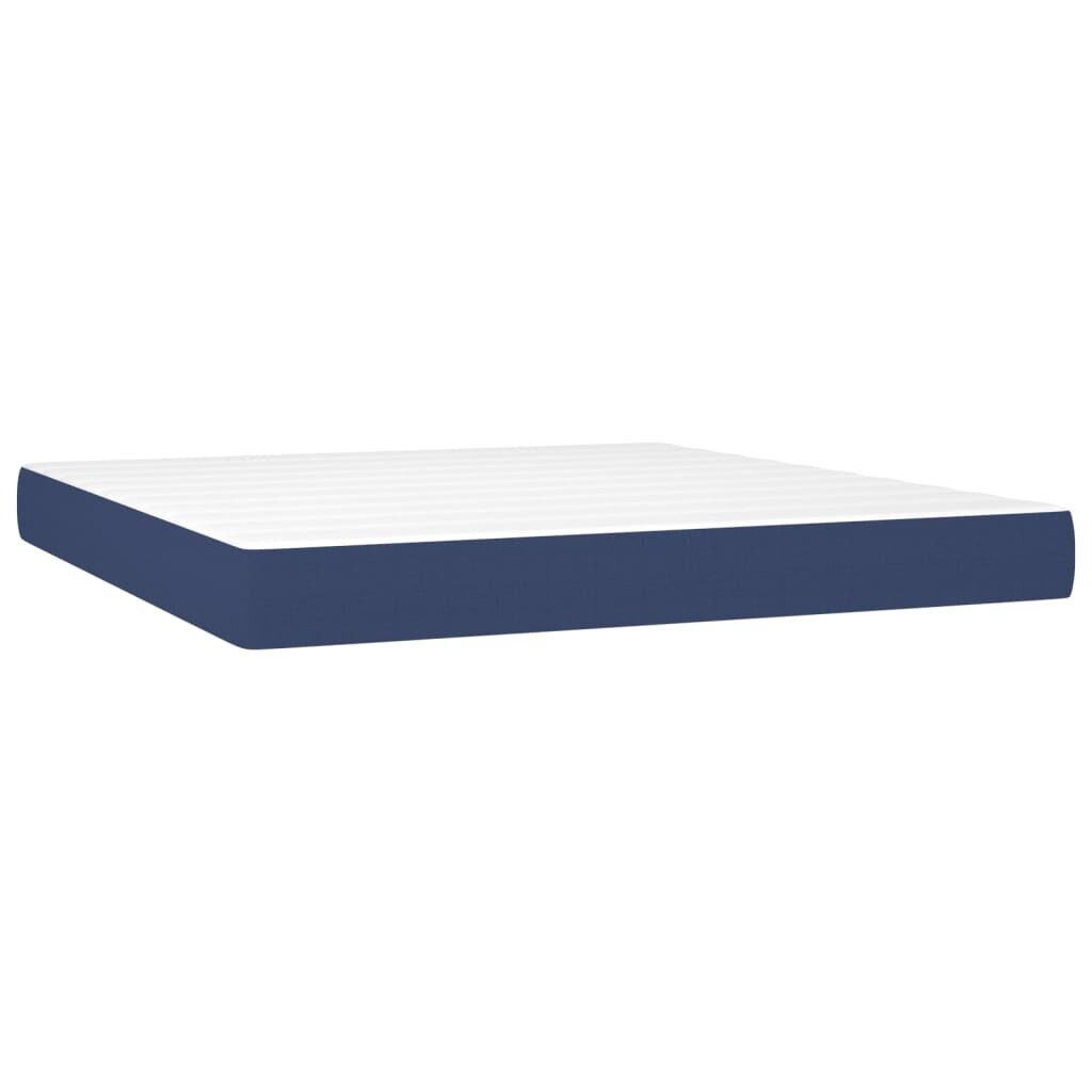 Κρεβάτι Boxspring με Στρώμα Μπλε 200x200 εκ. Υφασμάτινο