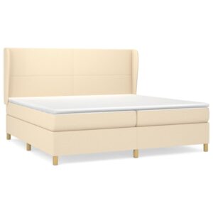 Κρεβάτι Boxspring με Στρώμα Κρεμ 200x200 εκ. Υφασμάτινο