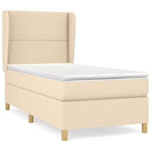 Κρεβάτι Boxspring με Στρώμα Κρεμ 90x200 εκ.Υφασμάτινο