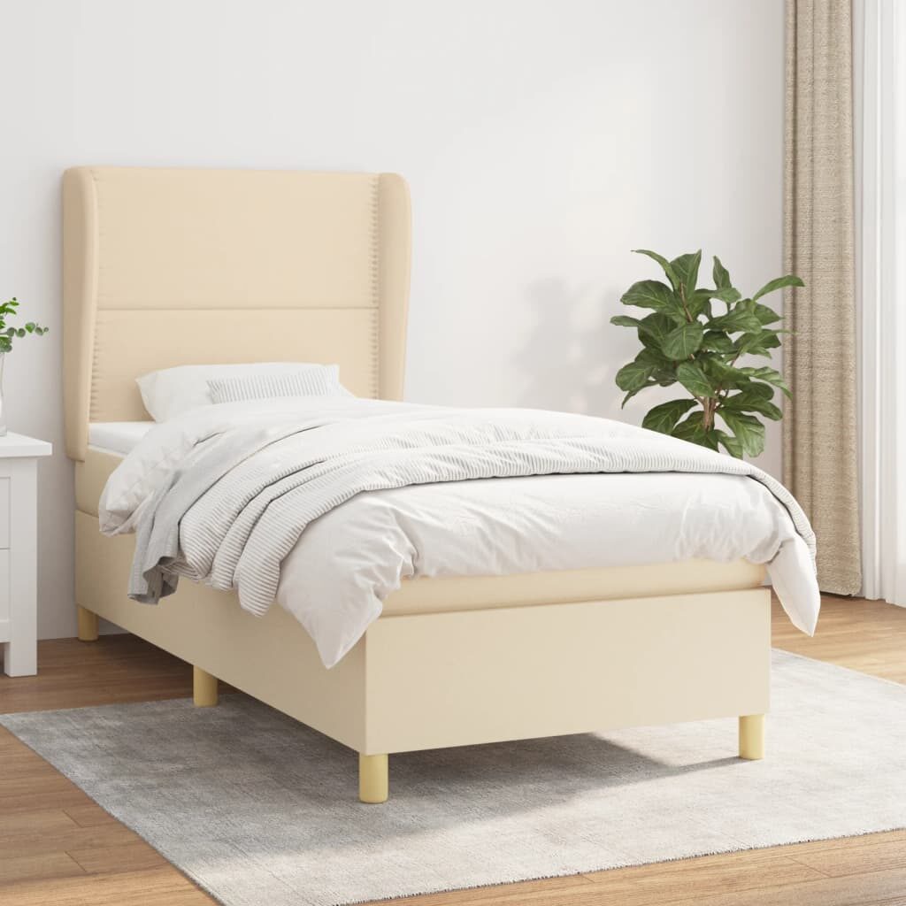 Κρεβάτι Boxspring με Στρώμα Κρεμ 90x200 εκ.Υφασμάτινο