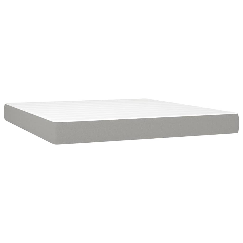 Κρεβάτι Boxspring με Στρώμα Ανοιχτό Γκρι 180x200 εκ. Υφασμάτινο