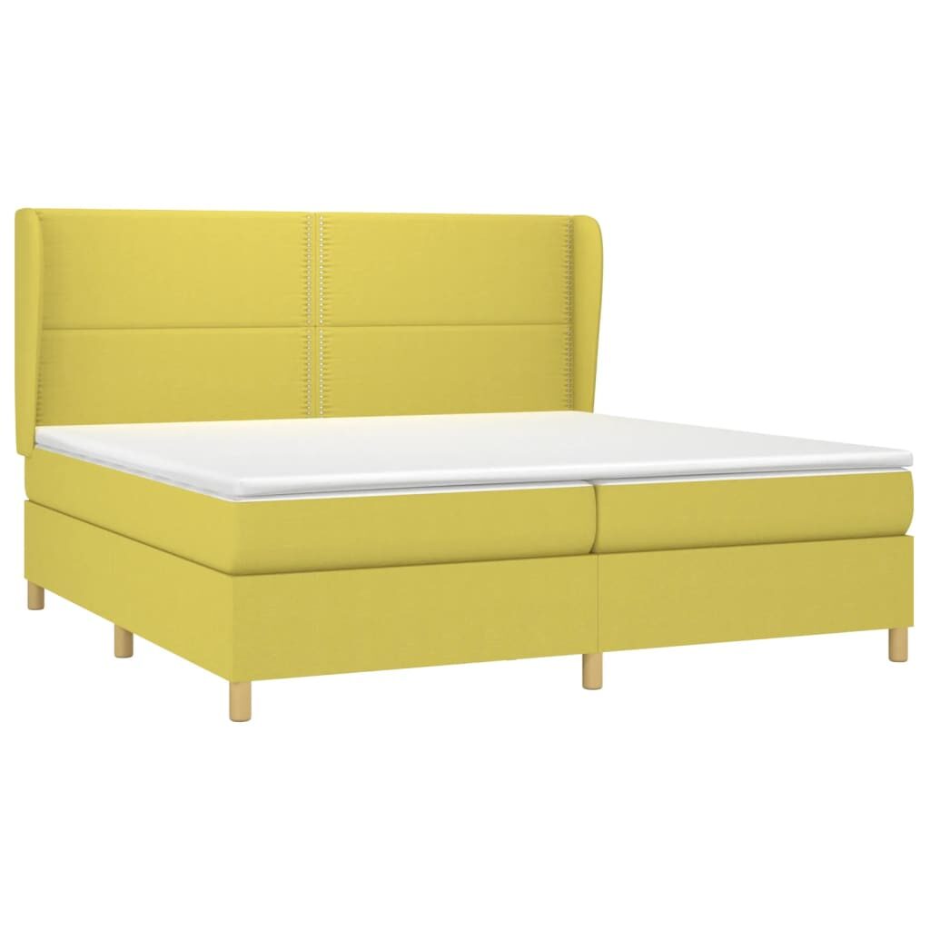 Κρεβάτι Boxspring με Στρώμα Πράσινο 200x200 εκ. Υφασμάτινο