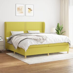 Κρεβάτι Boxspring με Στρώμα Πράσινο 200x200 εκ. Υφασμάτινο