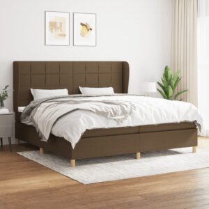 Κρεβάτι Boxspring με Στρώμα Σκούρο Καφέ 200x200 εκ. Υφασμάτινο