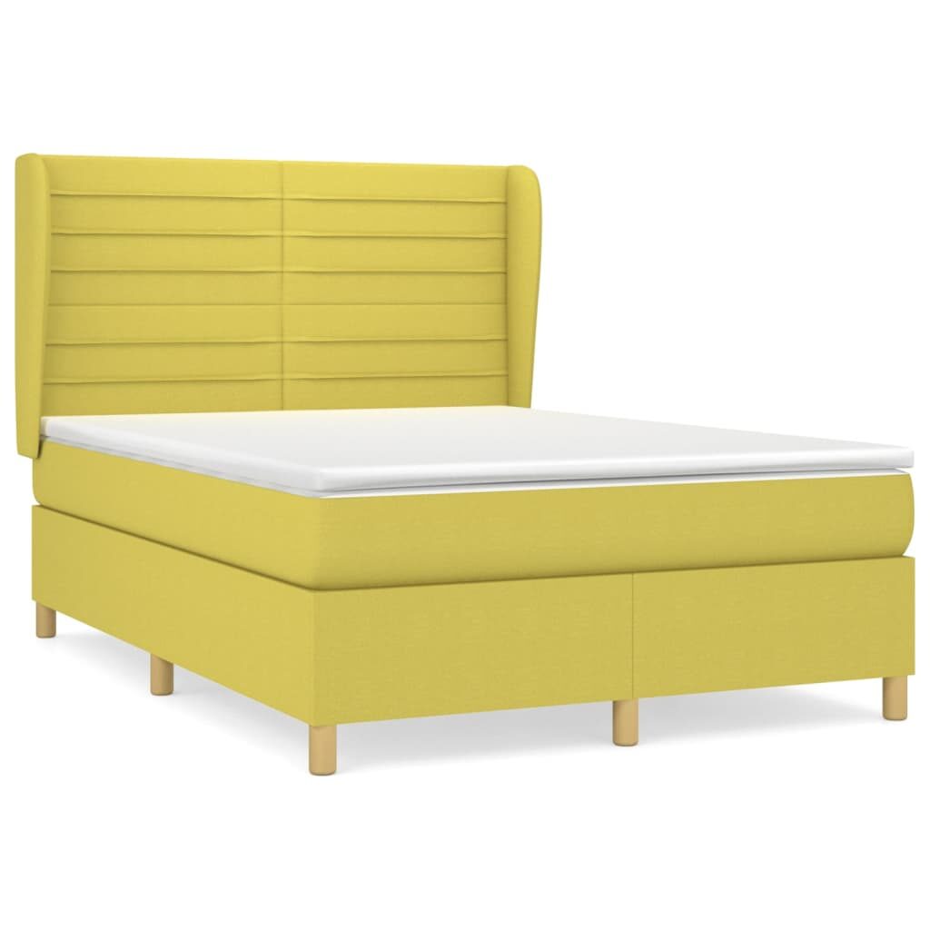 Κρεβάτι Boxspring με Στρώμα Πράσινο 140x200 εκ.Υφασμάτινο