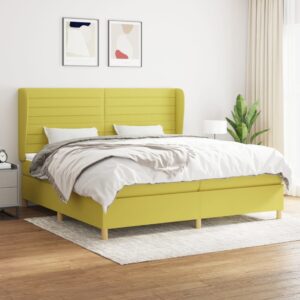 Κρεβάτι Boxspring με Στρώμα Πράσινο 200x200 εκ. Υφασμάτινο