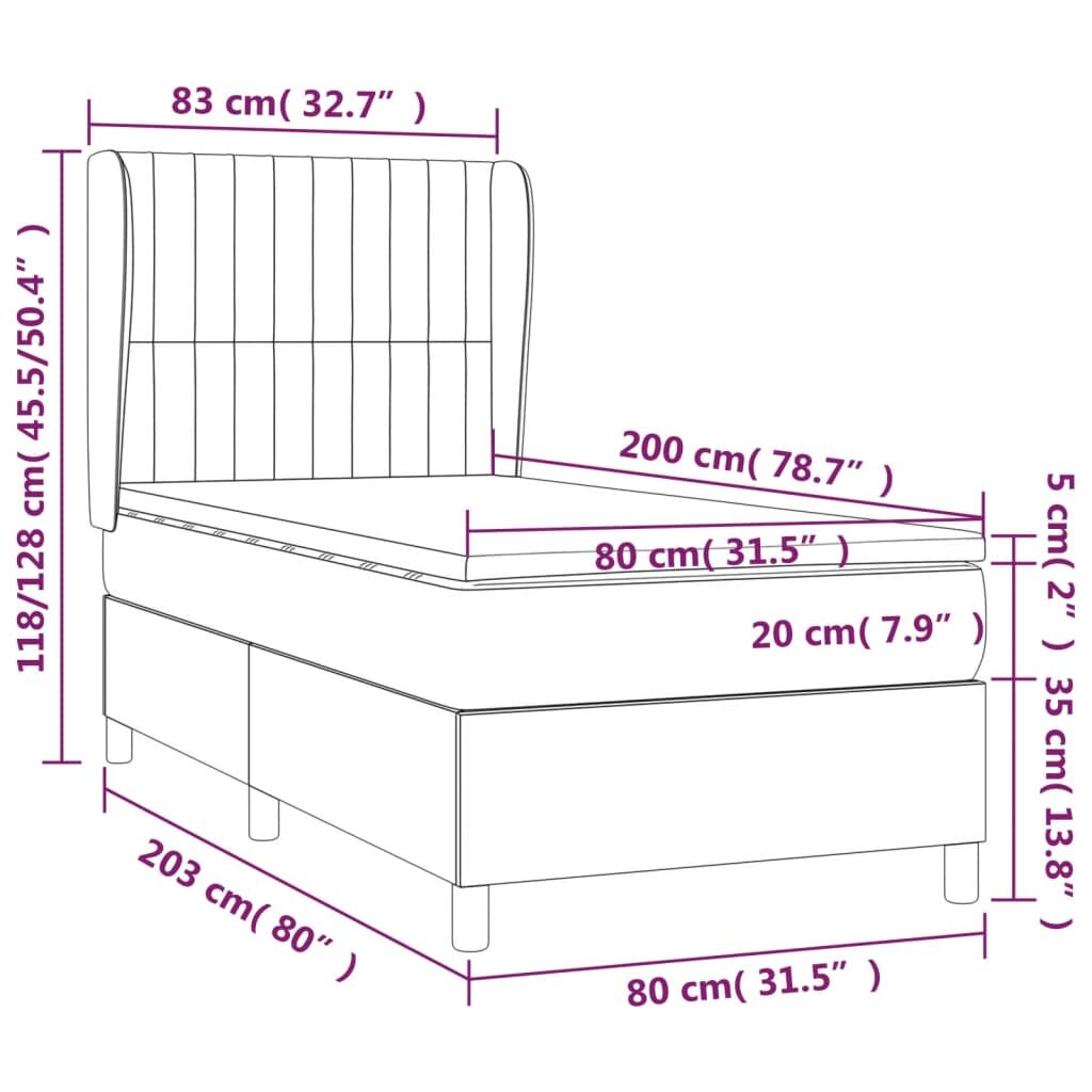 Κρεβάτι Boxspring με Στρώμα Πράσινο 80 x 200 εκ. Υφασμάτινο