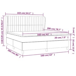 Κρεβάτι Boxspring με Στρώμα Σκούρο Καφέ 160x200 εκ Υφασμάτινο