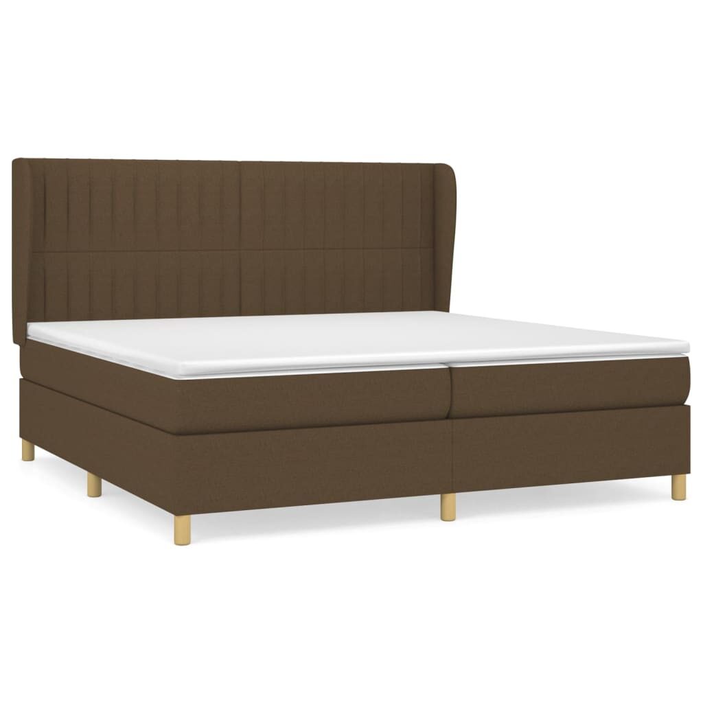 Κρεβάτι Boxspring με Στρώμα Σκούρο Καφέ 200x200 εκ. Υφασμάτινο