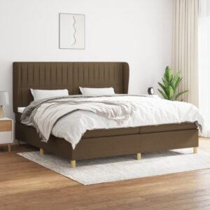 Κρεβάτι Boxspring με Στρώμα Σκούρο Καφέ 200x200 εκ. Υφασμάτινο