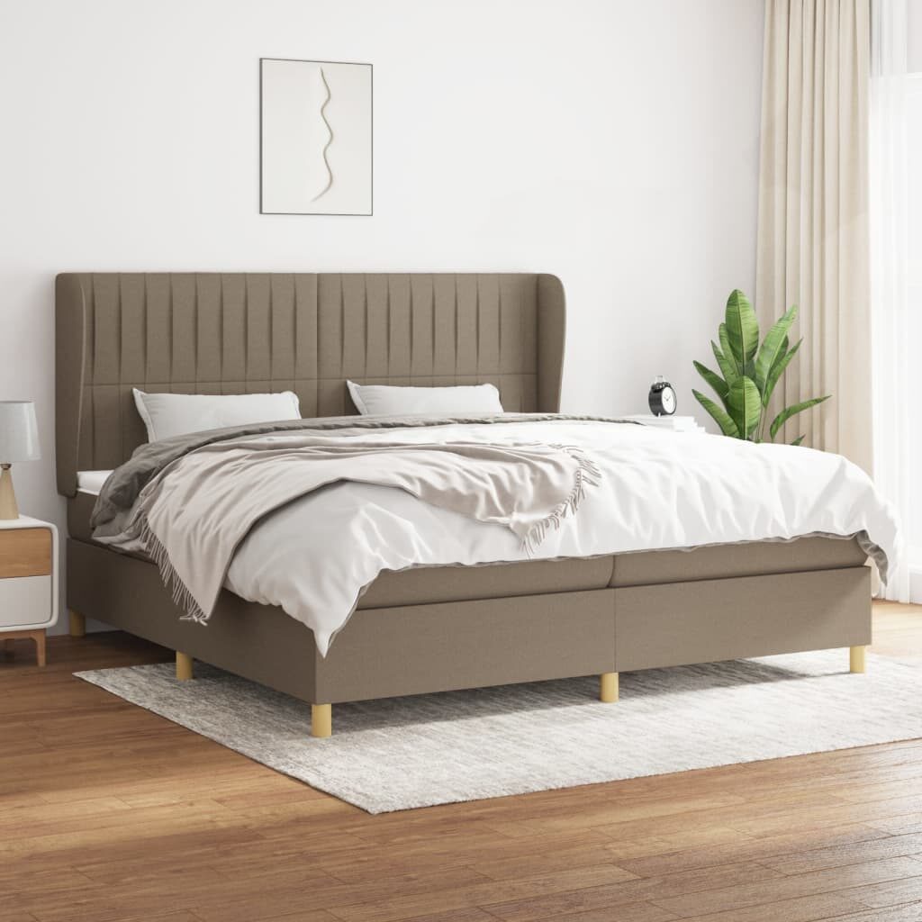 Κρεβάτι Boxspring με Στρώμα Taupe 200x200 εκ. Υφασμάτινο