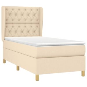 Κρεβάτι Boxspring με Στρώμα Κρεμ 80 x 200 εκ. Υφασμάτινο