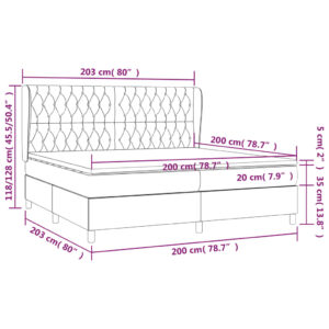 Κρεβάτι Boxspring με Στρώμα Σκούρο Γκρι 200x200 εκ. Υφασμάτινο