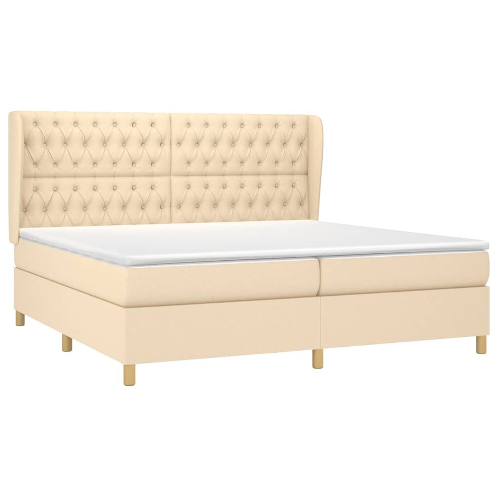 Κρεβάτι Boxspring με Στρώμα Κρεμ 200x200 εκ. Υφασμάτινο