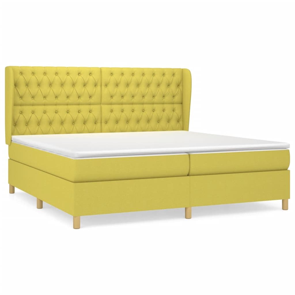 Κρεβάτι Boxspring με Στρώμα Πράσινο 200x200 εκ. Υφασμάτινο