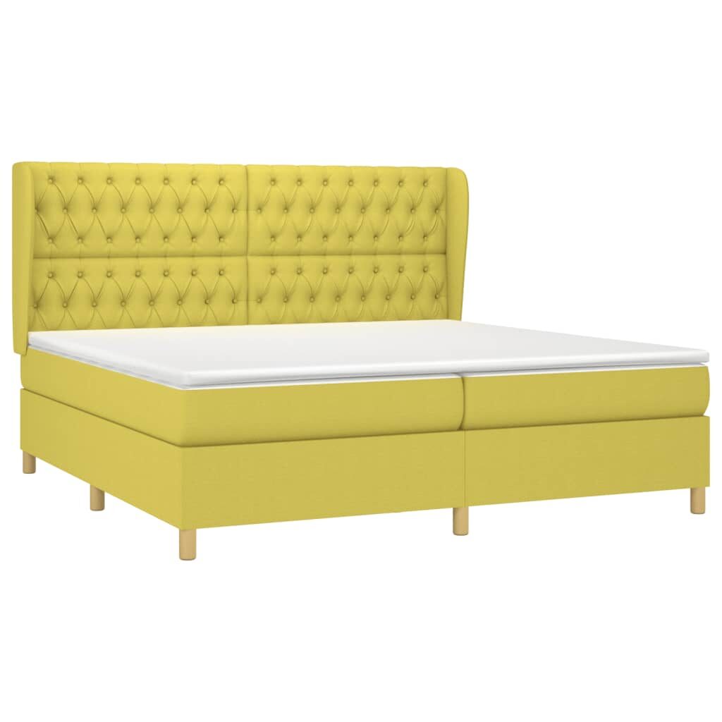 Κρεβάτι Boxspring με Στρώμα Πράσινο 200x200 εκ. Υφασμάτινο