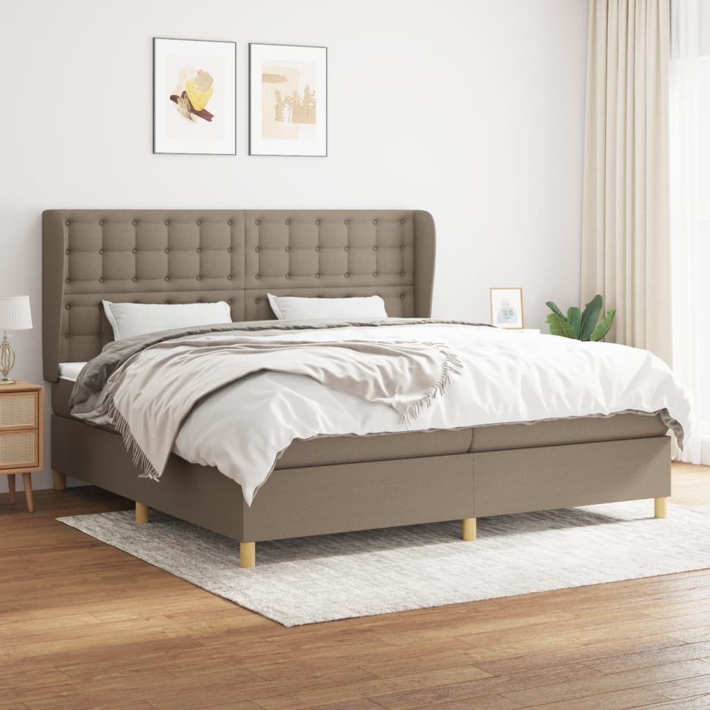 Κρεβάτι Boxspring με Στρώμα Taupe 200x200 εκ. Υφασμάτινο