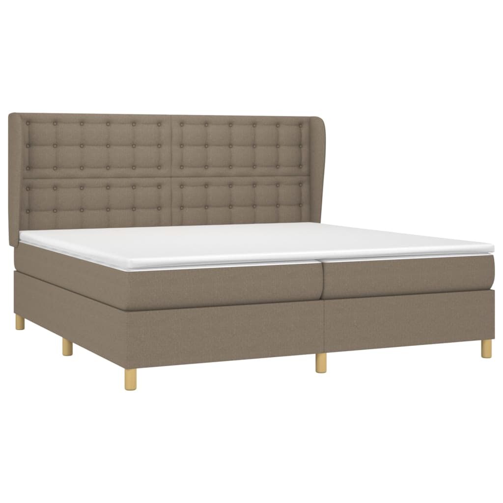 Κρεβάτι Boxspring με Στρώμα Taupe 200x200 εκ. Υφασμάτινο