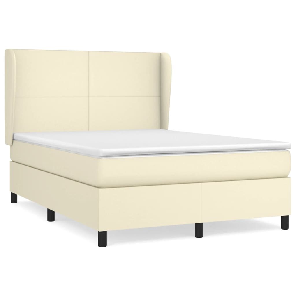 Κρεβάτι Boxspring με Στρώμα Κρεμ 140x190εκ. από Συνθετικό Δέρμα