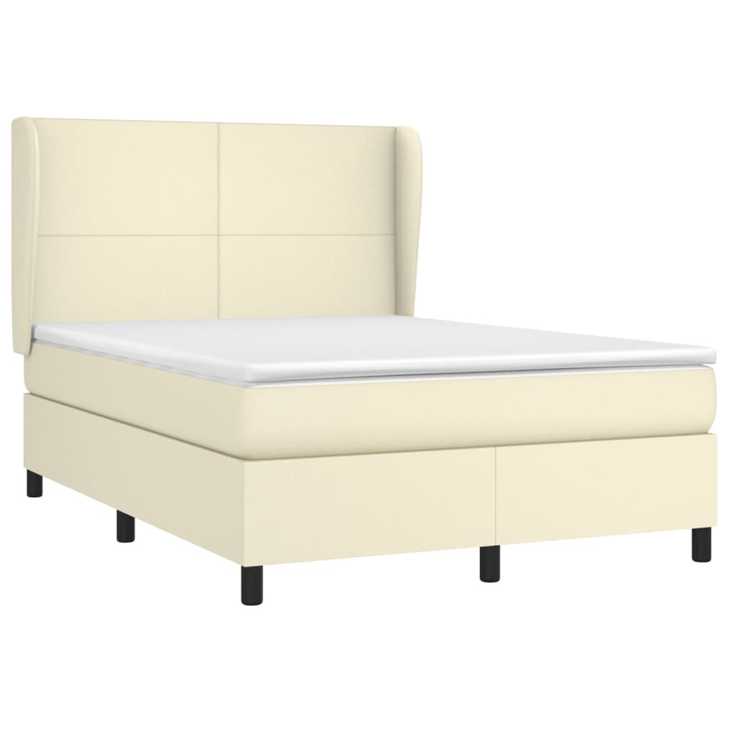 Κρεβάτι Boxspring με Στρώμα Κρεμ 140x190εκ. από Συνθετικό Δέρμα