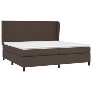 Κρεβάτι Boxspring με Στρώμα Καφέ 200x200 εκ. Συνθετικό Δέρμα