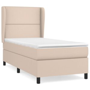 Κρεβάτι Boxspring με Στρώμα Καπουτσίνο 90x190εκ.από Συνθ. Δέρμα