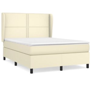 Κρεβάτι Boxspring με Στρώμα Κρεμ 140x190εκ. από Συνθετικό Δέρμα