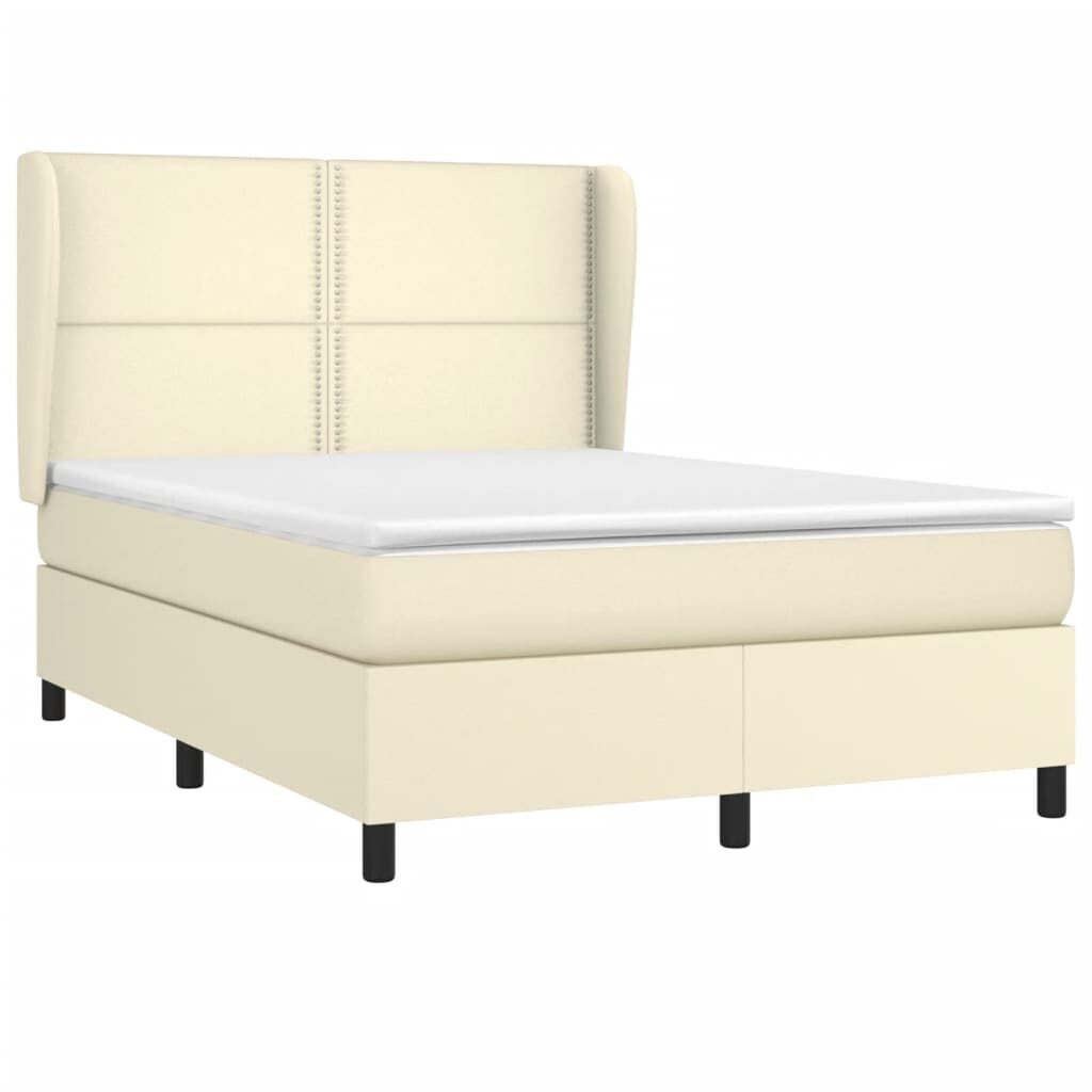 Κρεβάτι Boxspring με Στρώμα Κρεμ 140x190εκ. από Συνθετικό Δέρμα