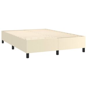 Κρεβάτι Boxspring με Στρώμα Κρεμ 140x190εκ. από Συνθετικό Δέρμα